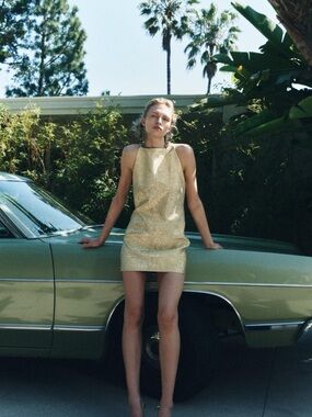 Zara Metallic Gold Mini Dress